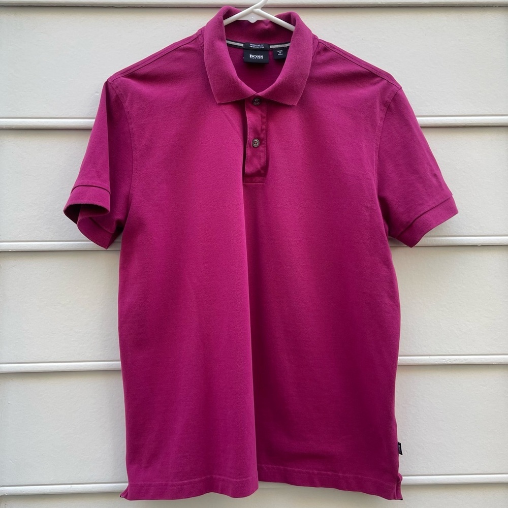 Boss Hugo Boss plum Pima cotton regular fur polo shirt size L